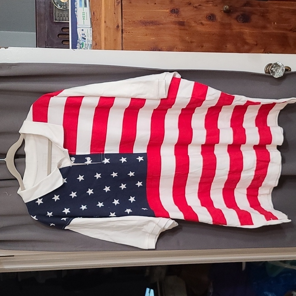 Liberty Blues Mens Big & Tall Polo‎ Shirt Patriotic Buttons Collared Sz 4XL EUC